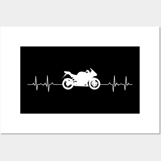 Motorrad Herzschlag Biker EKG Linie Frequenz Motorradfahrer Posters and Art